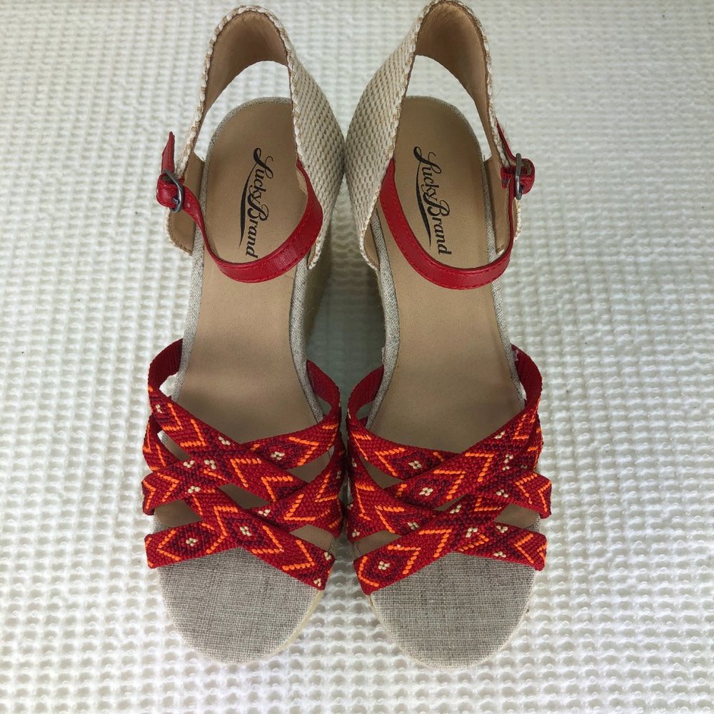 NEW! LUCKY BRAND 'MAHIMA"' platform wedge sandal SZ 8 - Picture 3 of 14